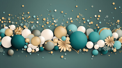 gold and green balloons on a green background