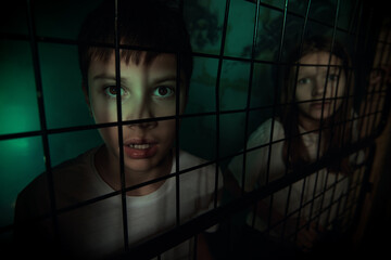 teenagers in cage