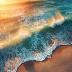 Fototapeta na wymiar Ocean Waves on the beach and sunset