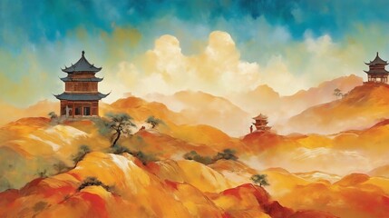 Fototapeta premium Chinese classical style illustration background