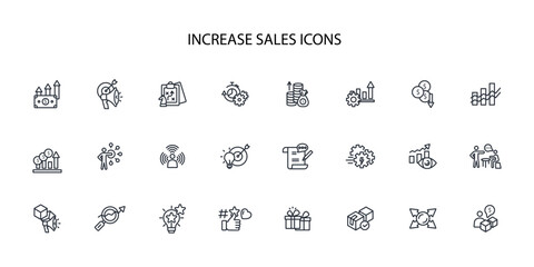 Increase sale icon set.vector.Editable stroke.linear style sign for use web design,logo.Symbol illustration.