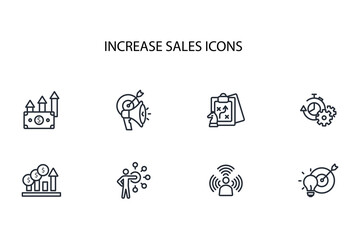 Increase sale icon set.vector.Editable stroke.linear style sign for use web design,logo.Symbol illustration.