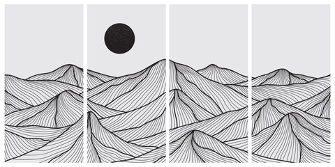 Japanese background with line wave pattern vector. Abstract template with geometric pattern. Mountain layout design in oriental style.