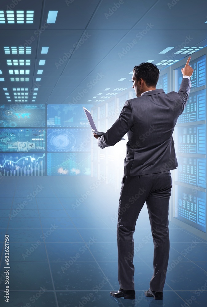 Wall mural concept of big data management with businessman