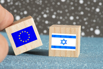 Flagge von Israel und der Europäischen Union EU