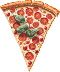 slided pizza with salami and tomato