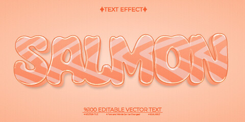 Cartoon Salmon Editable Vector 3D Text Effect