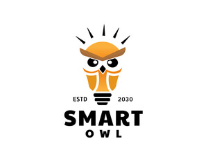 smart light bulb owl logo icon symbol design template illustration inspiration