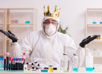 Doctor working in lab in coronavirus COVID-19 concept