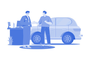 Obraz premium Car Dealership Seller Greeting Customer