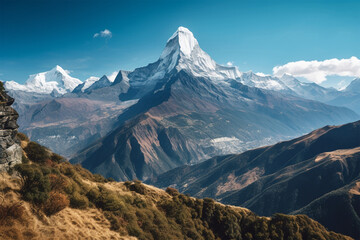 beautiful view of Machapuchare in Nepal