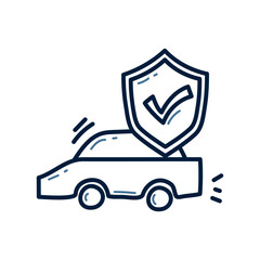 Hand drawn car insurance doodle icon. Car insurance vector illustration. 