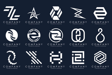 Set of abstract letter z logo design. icons for business of luxury elegant, simple with white color