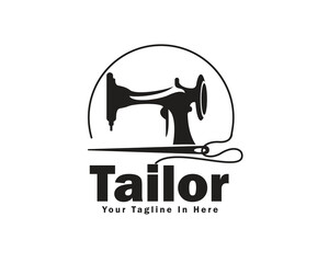 tailor custom garment service Logo design vector template illustration inspiration - obrazy, fototapety, plakaty