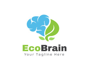 Fototapeta premium smart brain green eco bio leaf nature logo icon symbol design template illustration inspiration