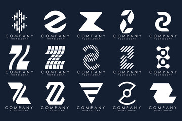 Set of abstract letter z logo design. icons for business of luxury elegant, simple with white color