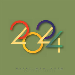 Happy new year 2024 design with unique numbers. Premium vector design for poster, banner, greeting and new year 2024 celebration. Vector