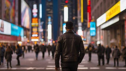 Man walking in downtown street