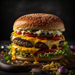 Delicious fast food cheeseburger. American fast food.