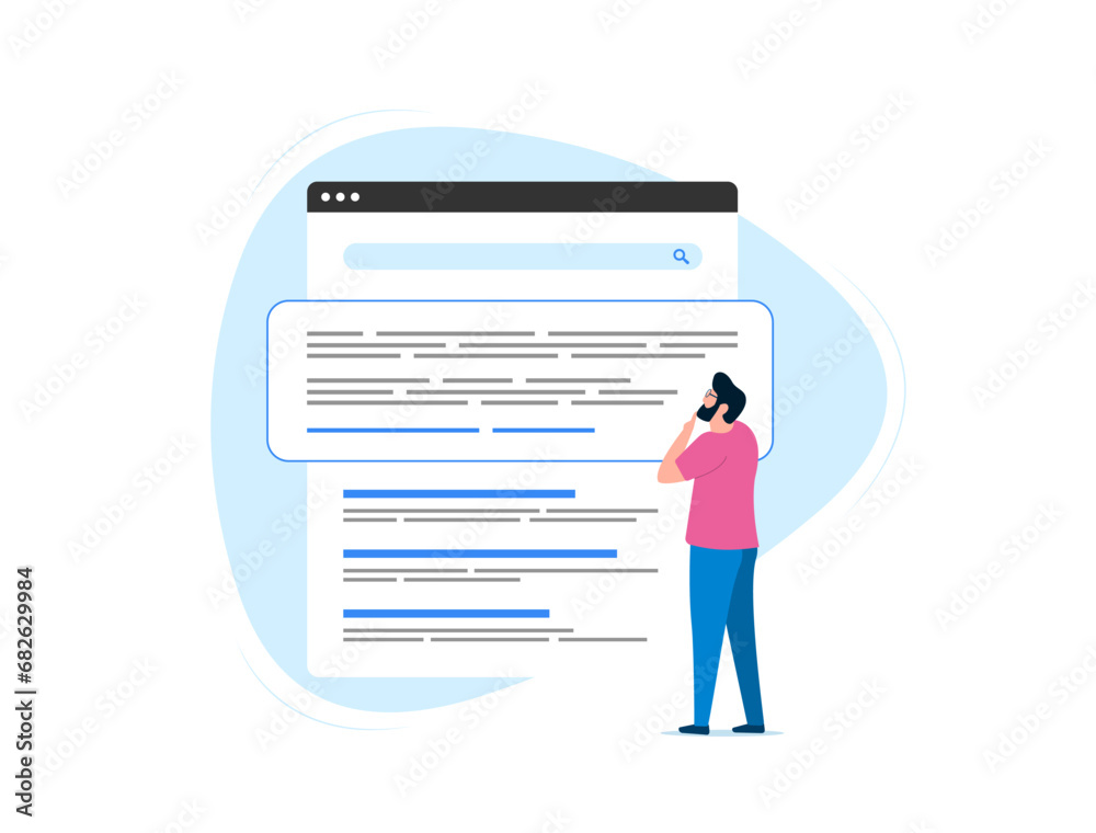 Poster seo for zero-click searches - optimize website for search engine results page. vector illustration i
