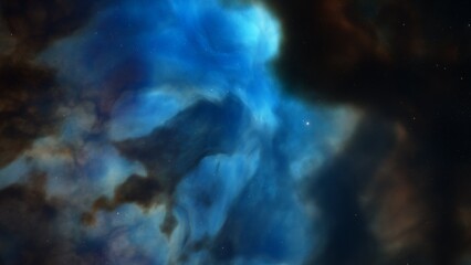 Naklejka na ściany i meble Cosmic background with a blue purple nebula and stars