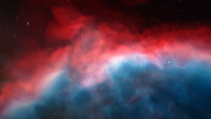 Cosmic background with a blue purple nebula and stars