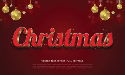 Fototapeta na wymiar red gold lettering for christmas background celebration with text effect