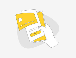 Mobile Payment Security, Fraud Prevention. Safe online shopping with mobile payment system app. Conveniently pay via m-banking, electronic wallet, virtual credit bank card app. Vector illustration