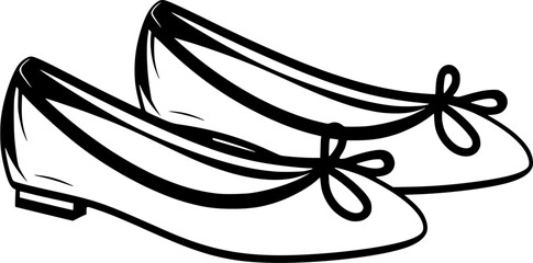 Vintage Ballet Accessories Flat Shoes Icon in Hand-drawn Style