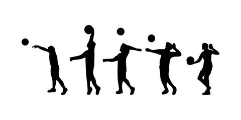 silhouette of volleyball playing sequence