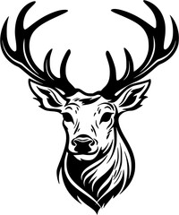 Christmas Reindeer Vintage Icon in Hand-drawn Style