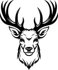 Naklejka premium Christmas Reindeer Vintage Icon in Hand-drawn Style