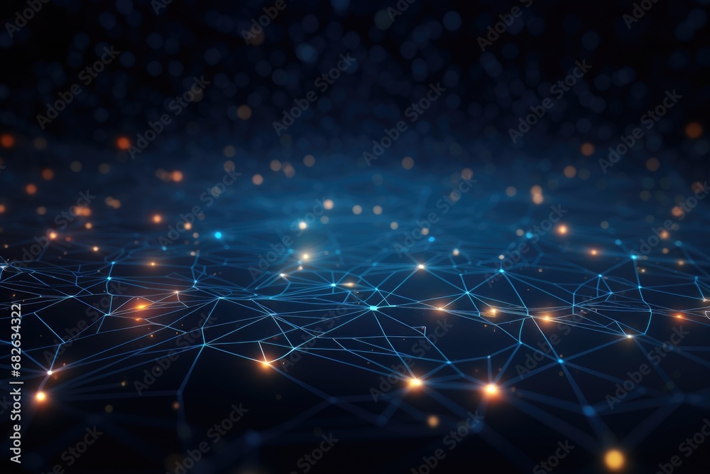 Leinwandbilder abstract network connection on dark blue background. 3d rendering toned image, abstract digital back