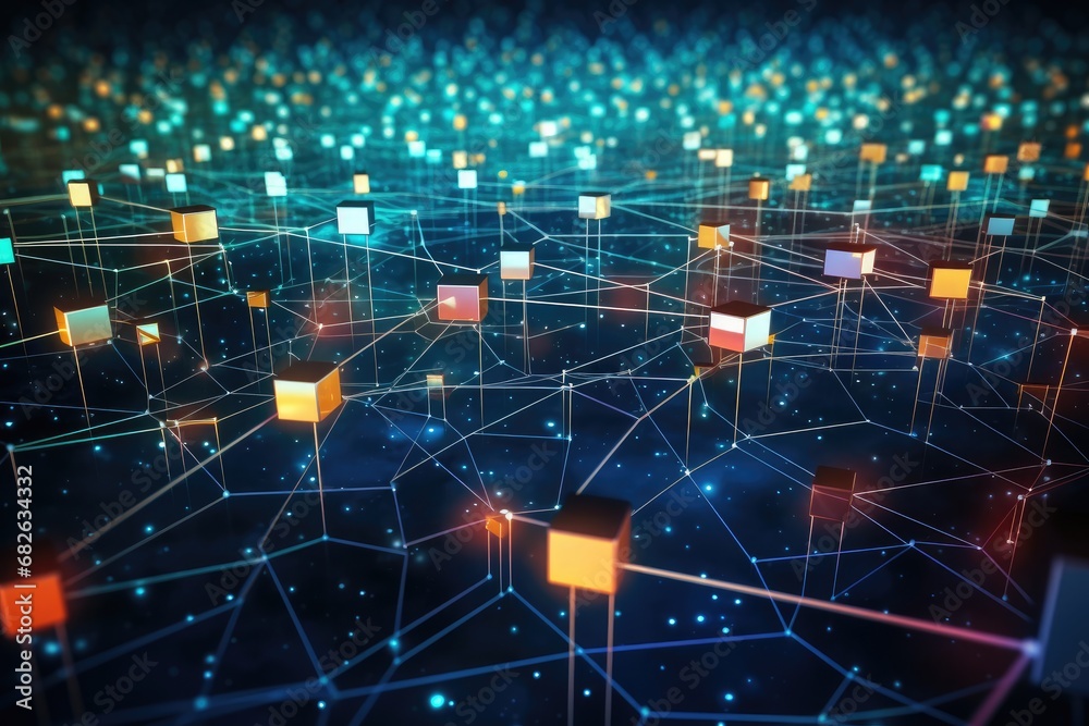 Poster abstract polygonal background with connecting dots and lines. 3d rendering, abstract digital connect