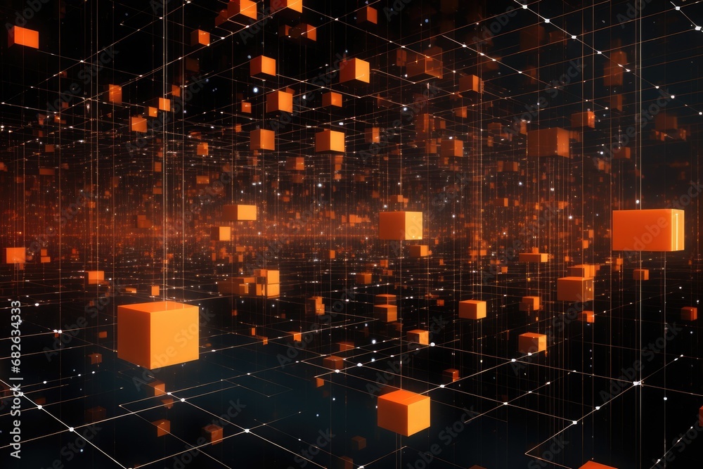 Poster abstract polygonal background with connecting dots and lines. 3d rendering, abstract digital connect