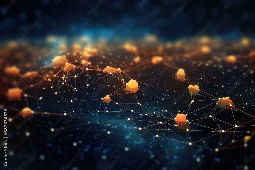 Poster abstract polygonal background with connecting dots and lines. 3d rendering, abstract digital connect