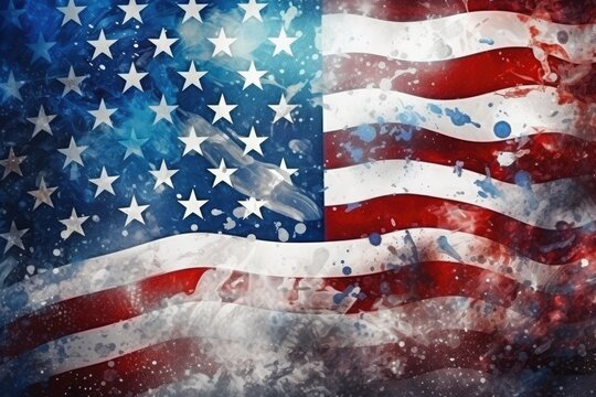 American flag background with grunge texture. 3D illustration. Elements of this image furnished by NASA, Abstract Fourth of July America Memorial day Veterans Day background, AI Generated