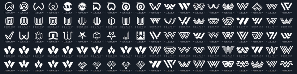 collection abstract letter W logo design. modern logotype W design with white color. vector illustration