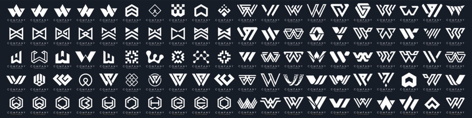 collection abstract letter W logo design. modern logotype W design with white color. vector illustration