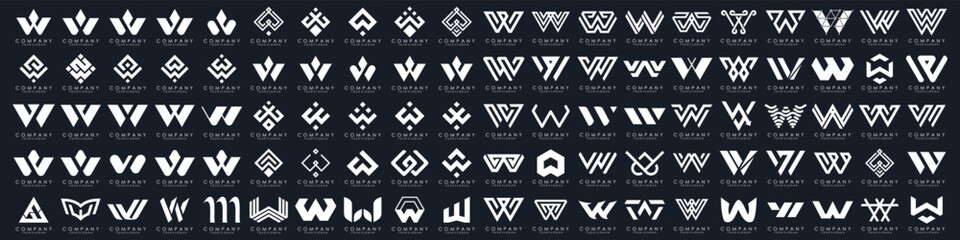 collection abstract letter W logo design. modern logotype W design with white color. vector illustration