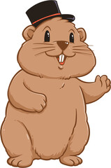 Cute groundhog woodchuck rodent. Happy groundhog day illustration