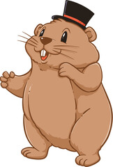 Cute groundhog woodchuck rodent. Happy groundhog day illustration