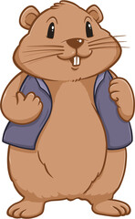 Cute groundhog woodchuck rodent. Happy groundhog day illustration