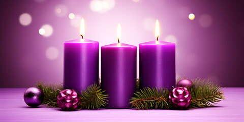 Obraz na płótnie Canvas The Intriguing Significance of Four Purple Lights on Advent Candles
