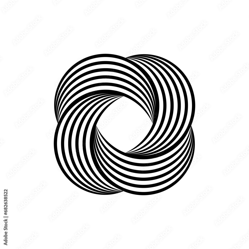 Aufkleber Impossible symbol. Rounded square linear shape. Infinite knot sign. Overlapping thin lines form. Optical illusion art. Design element for logo, icon, print, cover, tag. Abstract vector illustration