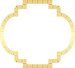 Golden frame Greek meander Square shape horizontal Frame vintage Greek key pattern Greek fret Luxury gold picture frame golden borders retro badge decorative retro badge element