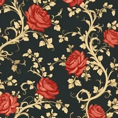 Poster  Victorian era wallpaper design seamless pattern  © Sekai