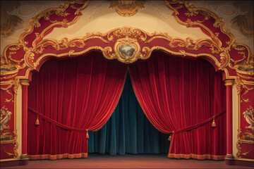 Grand Curtain Call: Opulent Theater Drapes Beckoning the Spotlight
