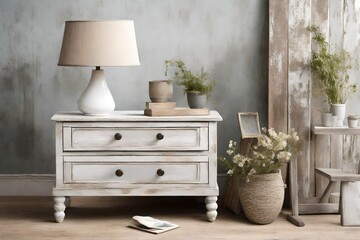 Bedside table crafted from reclaimed wood, painted in a soothing whitewash