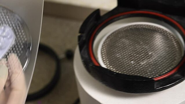 Mouth guard for teeth, printed on a 3D printer in dental clinic laboratory. 4k cinematic slow motion video